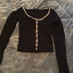 Brandy Melville Black cheetah crop top